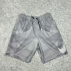 Nike Swim Trunks Mens Large Gray Geometric Lined Volley Swimsuit Board Beach